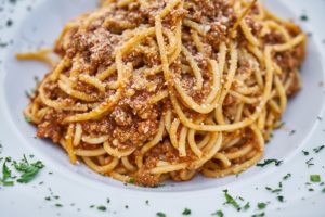 Spaghetti with ground meat sauce